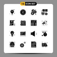 Set of 16 Modern UI Icons Symbols Signs for planning castle budget document click Editable Vector Design Elements