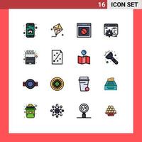 Universal Icon Symbols Group of 16 Modern Flat Color Filled Lines of binary application programme interface app api concept website Editable Creative Vector Design Elements