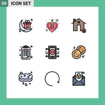 9 iconos creativos signos y símbolos modernos de codificación edificios creativos portapapeles elementos de diseño vectorial editables reales vector