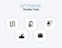 Plumber Glyph Icon Pack 5 Icon Design. . shower. bathroom. plumbing. mechanical vector