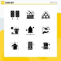 Set of 9 Modern UI Icons Symbols Signs for forest living molecule home business Editable Vector Design Elements