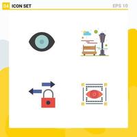 Group of 4 Modern Flat Icons Set for biology lock science park visual Editable Vector Design Elements