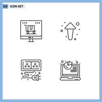 4 User Interface Line Pack of modern Signs and Symbols of advertising adapter marketing arrows element Editable Vector Design Elements