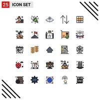 Set of 25 Modern UI Icons Symbols Signs for upside arrow decoration light idea Editable Vector Design Elements