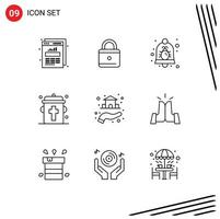 Pictogram Set of 9 Simple Outlines of real halloween alarm eye blood Editable Vector Design Elements