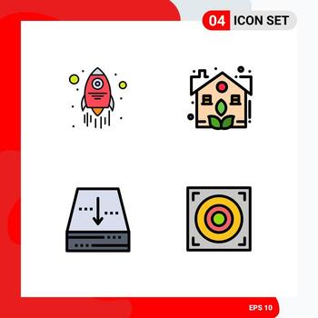 4 Filledline Flat Color concept for Websites Mobile and Apps launch document estate real web Editable Vector Design Elements