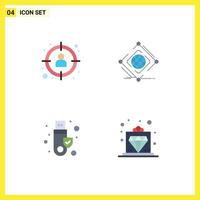 Set of 4 Modern UI Icons Symbols Signs for management web target global signature Editable Vector Design Elements