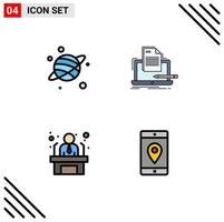 Modern Set of 4 Filledline Flat Colors and symbols such as astrology employee coder list business employee Editable Vector Design Elements