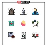 conjunto de 9 iconos de interfaz de usuario modernos símbolos signos para decoración corazón avatar amor video elementos de diseño vectorial editables vector