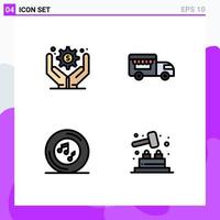 Modern Set of 4 Filledline Flat Colors Pictograph of business administration player ice cream music whack a mole Editable Vector Design Elements