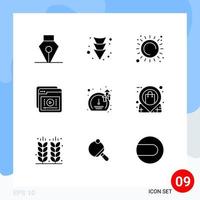 9 Solid Glyph concept for Websites Mobile and Apps software online sunlight learning learning Editable Vector Design Elements