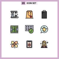 conjunto de 9 iconos de interfaz de usuario modernos símbolos signos para computadoras paquete de fútbol juegos de fútbol elementos de diseño vectorial editables vector