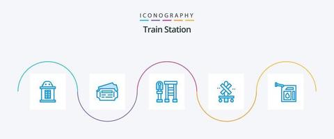 paquete de iconos azul 5 de la estación de tren que incluye la estación. gas. estación. coche. estación vector
