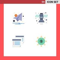 4 User Interface Flat Icon Pack of modern Signs and Symbols of email transmission notification radio notes Editable Vector Design Elements