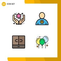 4 Filledline Flat Color concept for Websites Mobile and Apps hand interior avatar closet air Editable Vector Design Elements