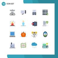 16 Universal Flat Colors Set for Web and Mobile Applications gift server computer security laptop Editable Pack of Creative Vector Design Elements