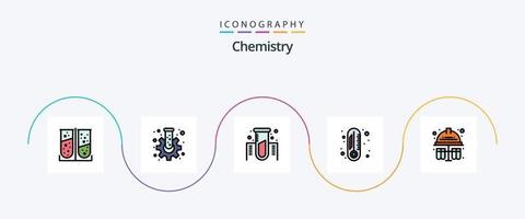 Chemistry Line Filled Flat 5 Icon Pack Including chemical. test. chemistry. thermometer. chemistry vector