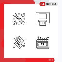 Stock Vector Icon Pack of 4 Line Signs and Symbols for rating dessert value money sweet Editable Vector Design Elements