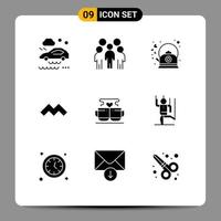 conjunto de glifos sólidos de interfaz móvil de 9 pictogramas de taza crypto moneda persona mysterium hervidor elementos de diseño vectorial editables vector