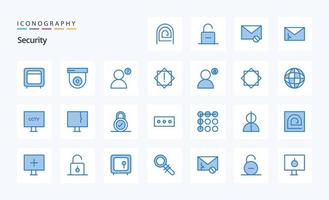 25 Security Blue icon pack vector