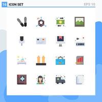 Set of 16 Modern UI Icons Symbols Signs for credit card cable business picture landmark Editable Pack of Creative Vector Design Elements