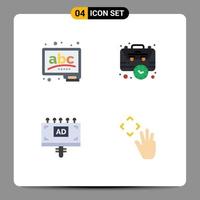 4 Universal Flat Icon Signs Symbols of abc ad learn case board Editable Vector Design Elements