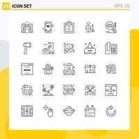 Concepto de 25 líneas para sitios web, móviles y aplicaciones, lista de verificación de personas de seguridad, elementos clave de diseño de vectores editables