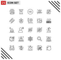 Line Pack of 25 Universal Symbols of barbeque food circle coffee web Editable Vector Design Elements