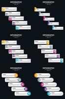 Vector 6 Infographics Pack Presentation slide template 5 Steps cycle diagrams and timelines