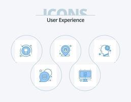 experiencia de usuario paquete de iconos azules 5 diseño de iconos. engranaje. mapa. acción. usuario. localización vector