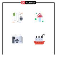 Pack of 4 creative Flat Icons of bio straight electricity arrows party Editable Vector Design Elements