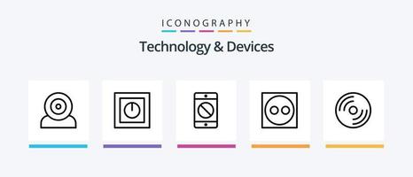 Devices Line 5 Icon Pack Including computer. ethernet. technology. cable. products. Creative Icons Design vector