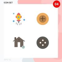 Set of 4 Modern UI Icons Symbols Signs for astronomy house fly plus map Editable Vector Design Elements