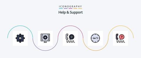 Help And Support Line Filled Flat 5 Icon Pack Including interface. customer. help. service. customer vector