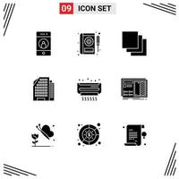 9 Universal Solid Glyphs Set for Web and Mobile Applications air house repair building layers Editable Vector Design Elements
