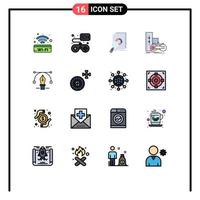 Pack of 16 Modern Flat Color Filled Lines Signs and Symbols for Web Print Media such as playstation joystick analysis gamepad research Editable Creative Vector Design Elements