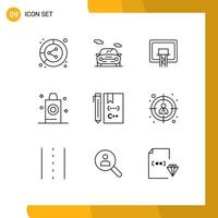 9 Creative Icons Modern Signs and Symbols of c room vehicle bath board Editable Vector Design Elements