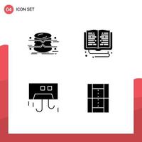 Solid Glyph Pack of 4 Universal Symbols of database online study infographics library condition Editable Vector Design Elements