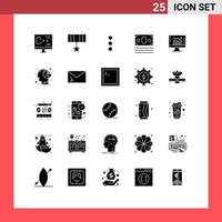 Set of 25 Commercial Solid Glyphs pack for graph shopping medal online ecommerce Editable Vector Design Elements