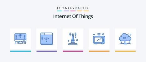 Internet Of Things Blue 5 Icon Pack Including wifi. microwave. webpage. iot. things. Creative Icons Design vector