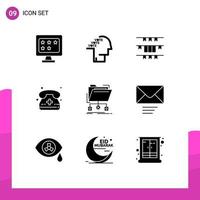9 Universal Solid Glyphs Set for Web and Mobile Applications phone calling speech call ireland Editable Vector Design Elements