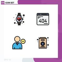 Set of 4 Modern UI Icons Symbols Signs for diet human develop web profile Editable Vector Design Elements