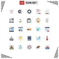 25 User Interface Flat Color Pack of modern Signs and Symbols of chemistry board hard drive disk training conference Editable Vector Design Elements