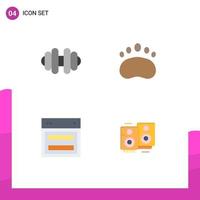 Universal Icon Symbols Group of 4 Modern Flat Icons of dumbbell site education zoology website Editable Vector Design Elements