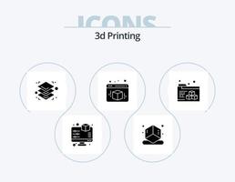 diseño de iconos del paquete de iconos de glifos de impresión 3d 5. d. cubo. forma. caja. impresión vector