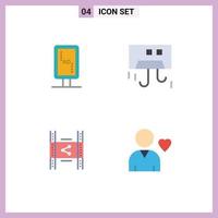 Universal Icon Symbols Group of 4 Modern Flat Icons of board distribution banner board cooling movie Editable Vector Design Elements