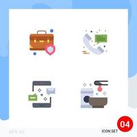 Group of 4 Modern Flat Icons Set for bag communication insurance hospital call email Editable Vector Design Elements