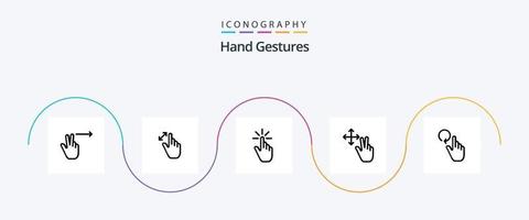 Paquete de iconos de la línea 5 de gestos con las manos, incluida la mano. gesto. hacer clic. dedo. mano vector