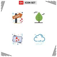 Pictogram Set of 4 Simple Flat Icons of direction photo date plant night Editable Vector Design Elements
