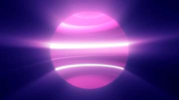 Purple glowing planet star in space glows with bright rays of the sun magical energy lines, shiny circle ball sphere. Abstract background. Video in high quality 4k, motion graphics design